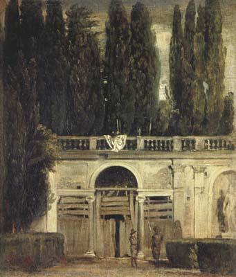 Diego Velazquez La Villa Medicis a Rome (deux hommes a l'entree de la grotte) (df02) Sweden oil painting art